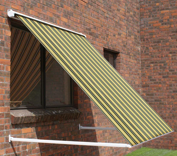3.0m Half Cassette Drop Arm Awning, Yellow And Grey Stripe 1 3.0m Half Cassette Drop Arm Awning, Yellow And Grey Stripe