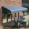 4.0m Budget Manual Awning, Blue And White
