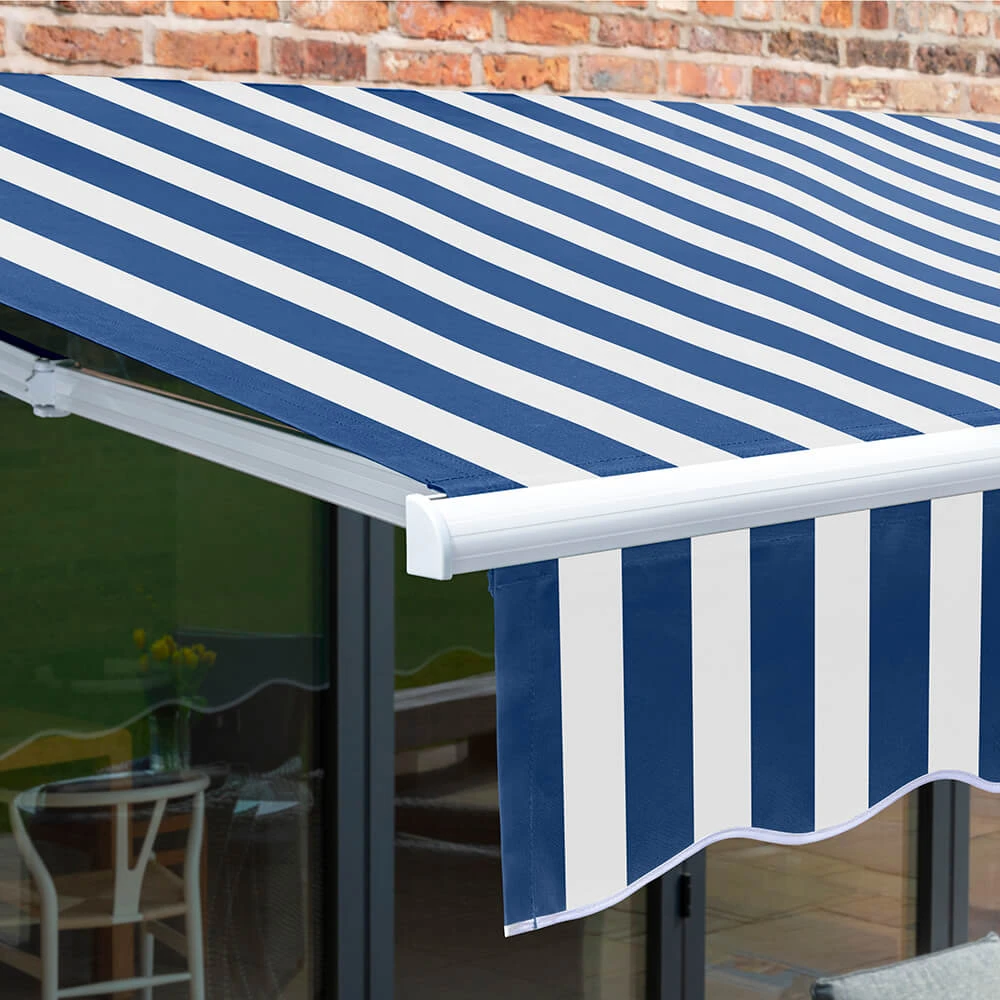 2.5m Budget Manual Awning, Blue And White 7 2.5m Budget Manual Awning, Blue And White - Image 7