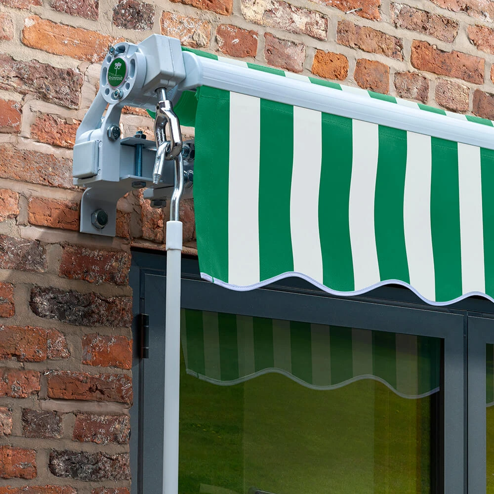 3.5m Budget Manual Awning, Green And White 2 3.5m Budget Manual Awning, Green And White - Image 2