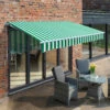 2.5m Budget Manual Awning, Green And White