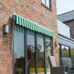 2.5m Budget Manual Awning, Green And White -Primrose Awnings Budget green and white sml 4