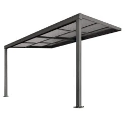 13.1ft X 9.8ft Anthracite Veranda Garden Canopy With Retractable Sliding Roof - Lean To Wall - Primrose™