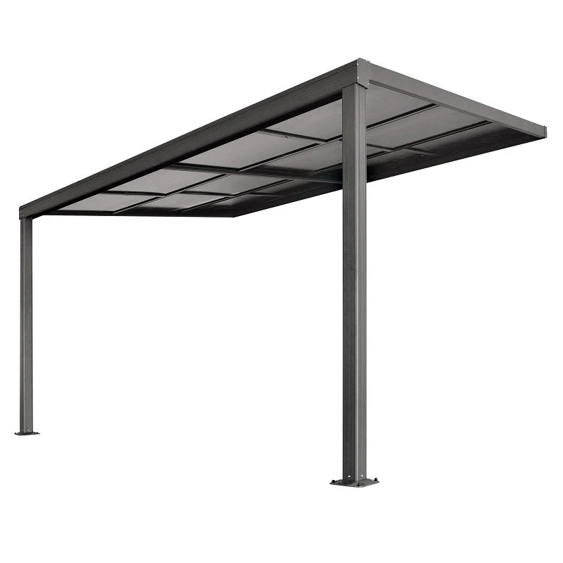 13.1ft X 9.8ft Anthracite Veranda Garden Canopy With Retractable Sliding Roof - Lean To Wall - Primrose™ 1 13.1ft X 9.8ft Anthracite Veranda Garden Canopy With Retractable Sliding Roof - Lean To Wall - Primrose™