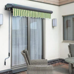 3.0m Full Cassette Electric Green Stripe Awning (Charcoal Cassette) 9 3.0m Full Cassette Electric Green Stripe Awning (Charcoal Cassette) -Primrose Awnings Full 20Casette Black GreenandYellow swatch 1