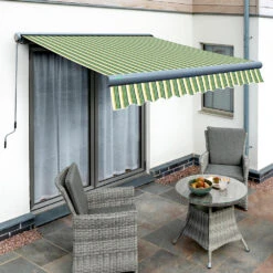 4.0m Full Cassette Electric Green Stripe Awning (Charcoal Cassette)