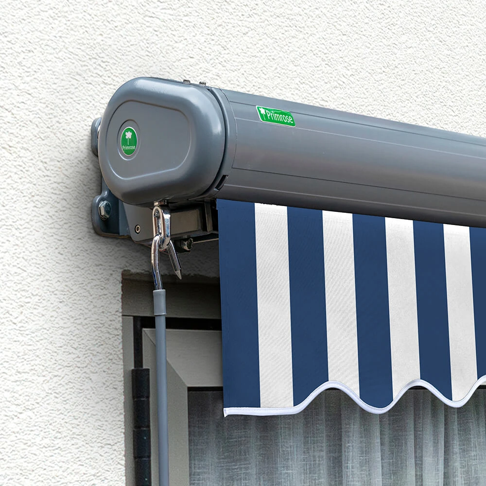 5.0m Full Cassette Electric Blue And White Awning (Charcoal Cassette) 2 5.0m Full Cassette Electric Blue And White Awning (Charcoal Cassette) - Image 2