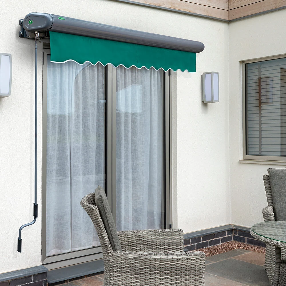 3.5m Full Cassette Manual Plain Green Awning (Charcoal Cassette) 2 3.5m Full Cassette Manual Plain Green Awning (Charcoal Cassette) - Image 2