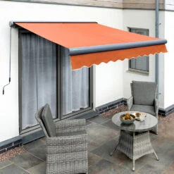 3.5m Full Cassette Manual Terracotta Awning (Charcoal Cassette)