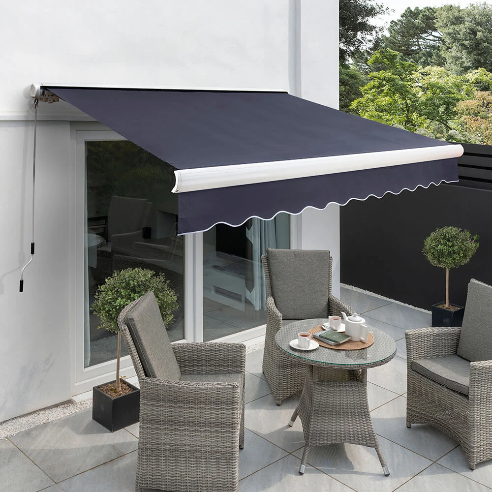 2.5m Full Cassette Electric Awning, Plain Dark Blue 1 2.5m Full Cassette Electric Awning, Plain Dark Blue