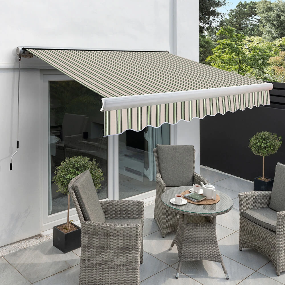 6m Full Cassette Electric Awning, Multi Stripe 1 6m Full Cassette Electric Awning, Multi Stripe