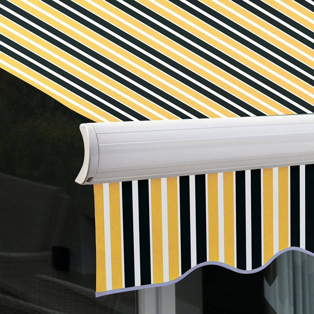 2.5m Full Cassette Manual Awning, Yellow And Grey Stripe 6 2.5m Full Cassette Manual Awning, Yellow And Grey Stripe - Image 6