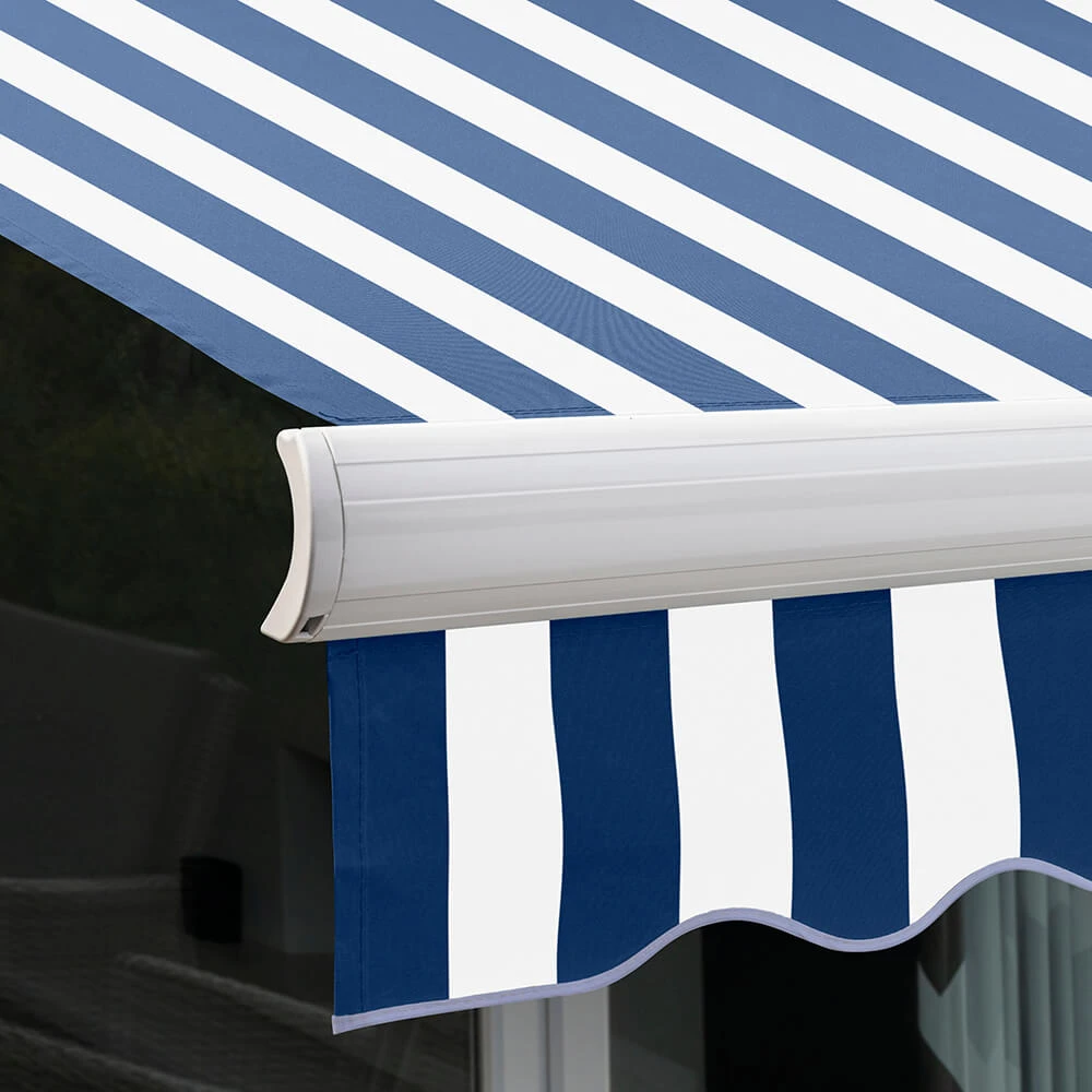 4.5m Full Cassette Manual Awning, Blue And White Stripe 6 4.5m Full Cassette Manual Awning, Blue And White Stripe - Image 6