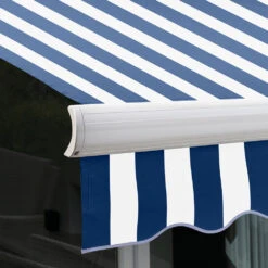 4.5m Full Cassette Electric Awning, Blue And White Stripe 11 4.5m Full Cassette Electric Awning, Blue And White Stripe -Primrose Awnings Full 20Cassette blue and white 5 b34d6fcb 2b6f 4242 80ba 6619f88f0ea6