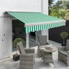 3.0m Full Cassette Manual Awning, Green And White Stripe