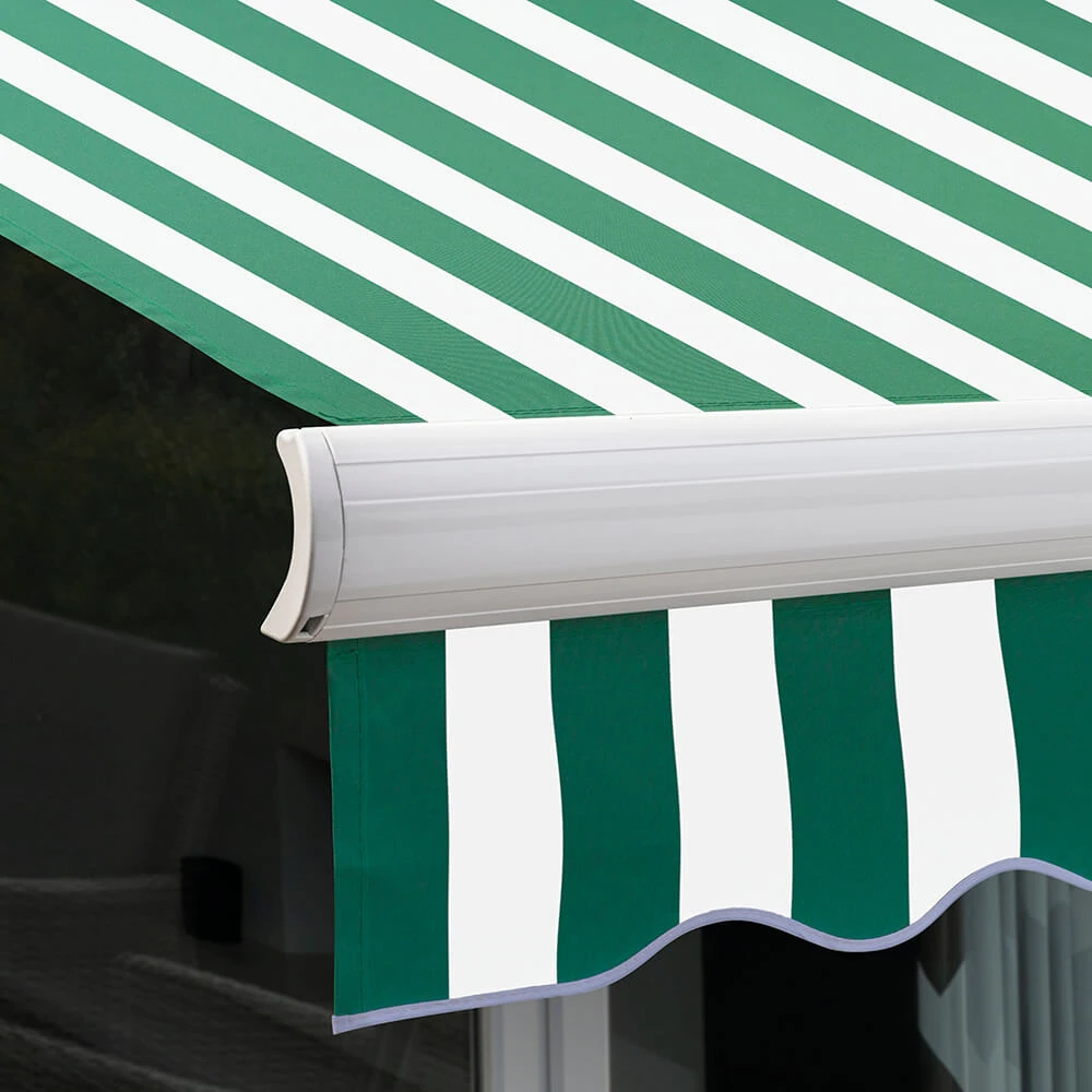 5.0m Full Cassette Manual Awning, Green And White Stripe Polyester 6 5.0m Full Cassette Manual Awning, Green And White Stripe Polyester - Image 6