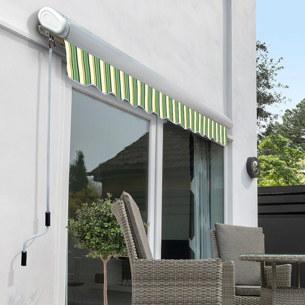 5.0m Full Cassette Electric Awning, Green Stripe Acrylic 2 5.0m Full Cassette Electric Awning, Green Stripe Acrylic - Image 2