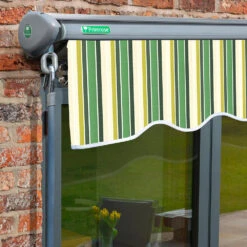 2.5m Half Cassette Manual Green Stripe Awning (Charcoal Cassette) 10 2.5m Half Cassette Manual Green Stripe Awning (Charcoal Cassette) -Primrose Awnings Half 20Casette 20Black swatch 1