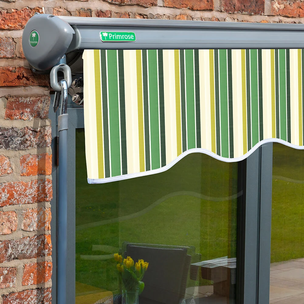 3m Half Cassette Electric Green Stripe Awning (Charcoal Cassette) 2 3m Half Cassette Electric Green Stripe Awning (Charcoal Cassette) - Image 2