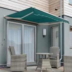 4.0m Half Cassette Electric Awning, Plain Green