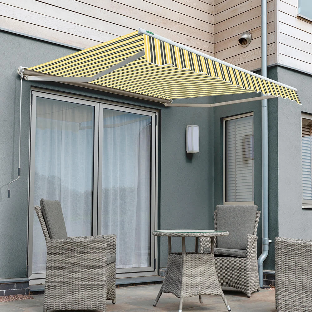 2.0m Half Cassette Electric Awning, Yellow And Grey 1 2.0m Half Cassette Electric Awning, Yellow And Grey
