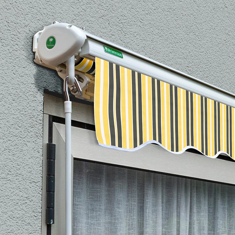 3.5m Half Cassette Electric Awning, Yellow And Grey Stripe 2 3.5m Half Cassette Electric Awning, Yellow And Grey Stripe - Image 2