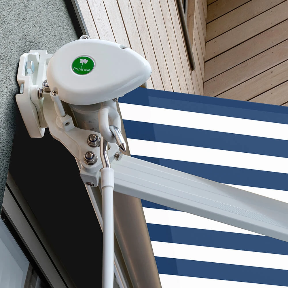 2.0m Half Cassette Electric Awning, Blue And White Stripe 4 2.0m Half Cassette Electric Awning, Blue And White Stripe - Image 4