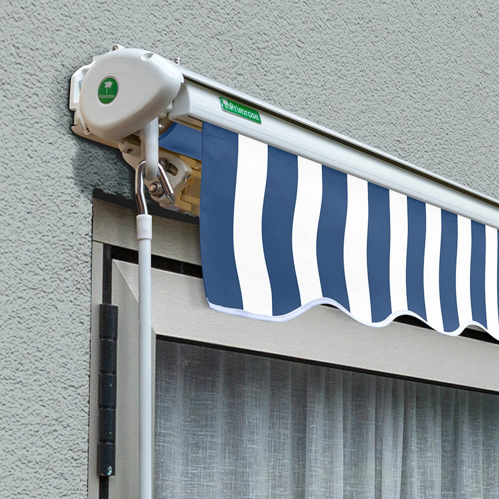 4.5m Half Cassette Electric Awning, Blue And White Stripe 2 4.5m Half Cassette Electric Awning, Blue And White Stripe - Image 2