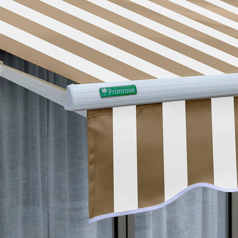 3.0m Half Cassette Electric Awning, Mocha Brown And White Stripe 5 3.0m Half Cassette Electric Awning, Mocha Brown And White Stripe - Image 5