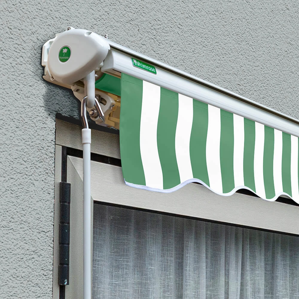 3.5m Half Cassette Electric Awning, Green And White Even Stripe 2 3.5m Half Cassette Electric Awning, Green And White Even Stripe - Image 2
