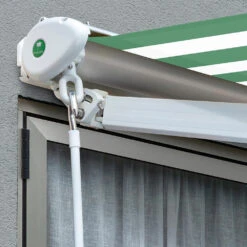4.0m Half Cassette Electric Awning, Green And White Stripe -Primrose Awnings Half 20Casette 20White green and white sml 5 b90065de c89f 4ea5 a2c4 38ac6166c2ee