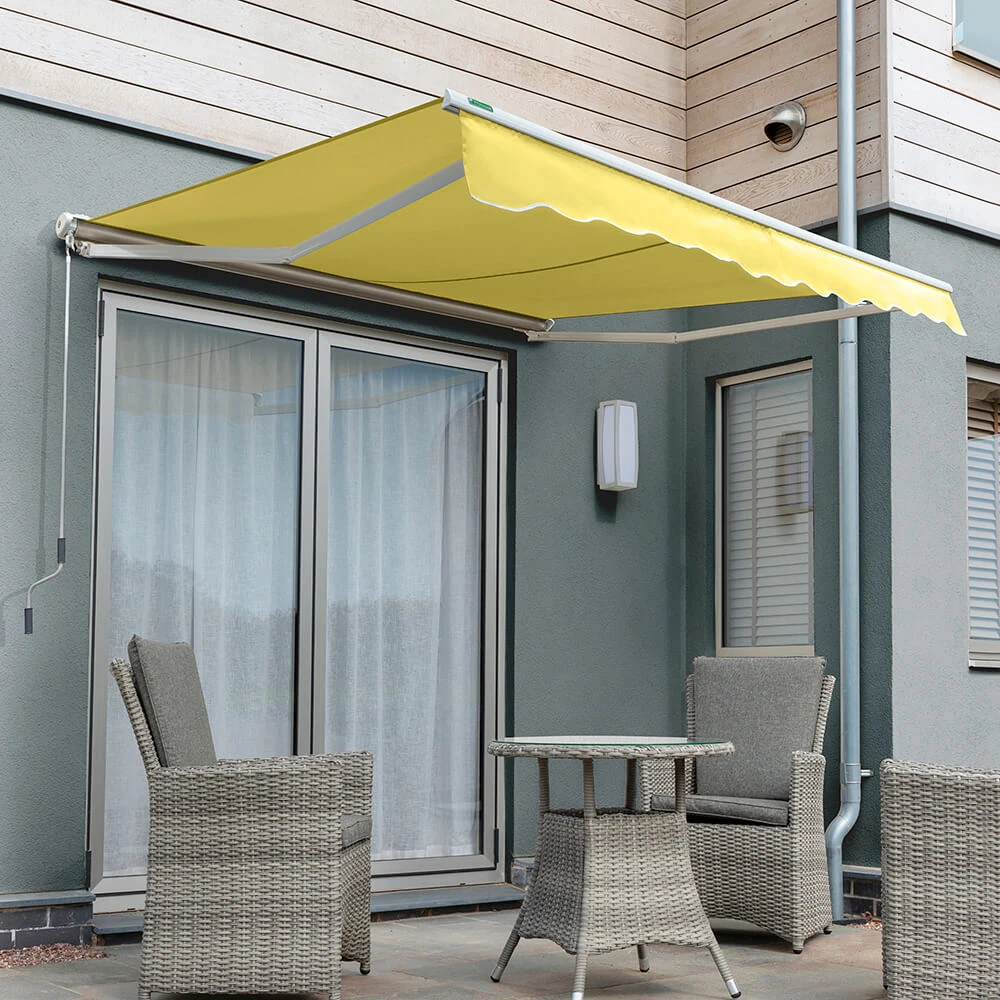 3.5m Half Cassette Manual Awning, Lemon Yellow 1 3.5m Half Cassette Manual Awning, Lemon Yellow
