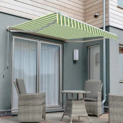 4.0m Half Cassette Electric Awning, Green Stripe Acrylic