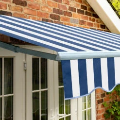3.5m Standard Manual Awning, Blue And White Stripe 13 3.5m Standard Manual Awning, Blue And White Stripe -Primrose Awnings Standard blue and white sml 6 e55910c7 ecd9 48ba afcd 1c2375075bfb