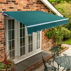 4.5m Standard Manual Awning, Plain Green
