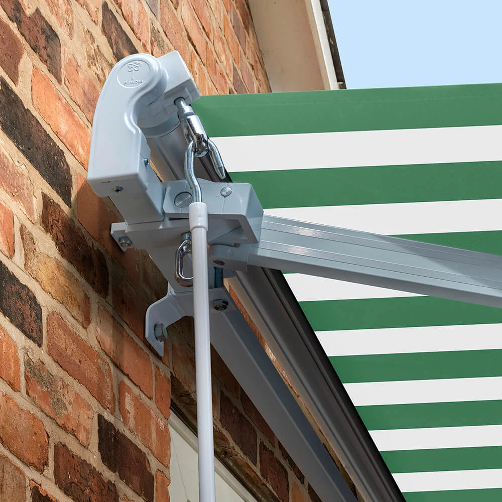4.5m Standard Manual Awning, Green And White Stripe 5 4.5m Standard Manual Awning, Green And White Stripe - Image 5