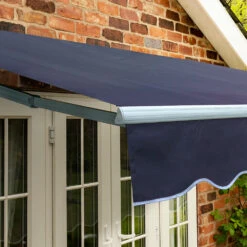 4.0m Standard Manual Awning, Plain Dark Blue -Primrose Awnings Standard plain dark blue 1