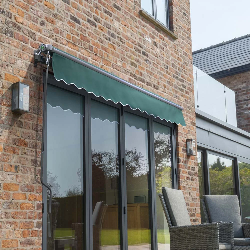 2.5m Budget Manual Plain Green Awning (Charcoal Cassette) 2 2.5m Budget Manual Plain Green Awning (Charcoal Cassette) - Image 2