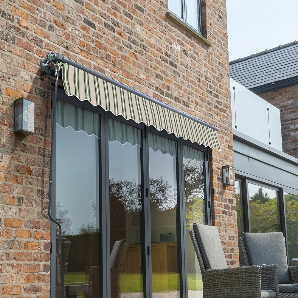 3m Budget Manual Multistripe Awning (Charcoal Cassette) 2 3m Budget Manual Multistripe Awning (Charcoal Cassette) - Image 2