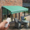 4m Budget Wireless Electric Awning, Green And White