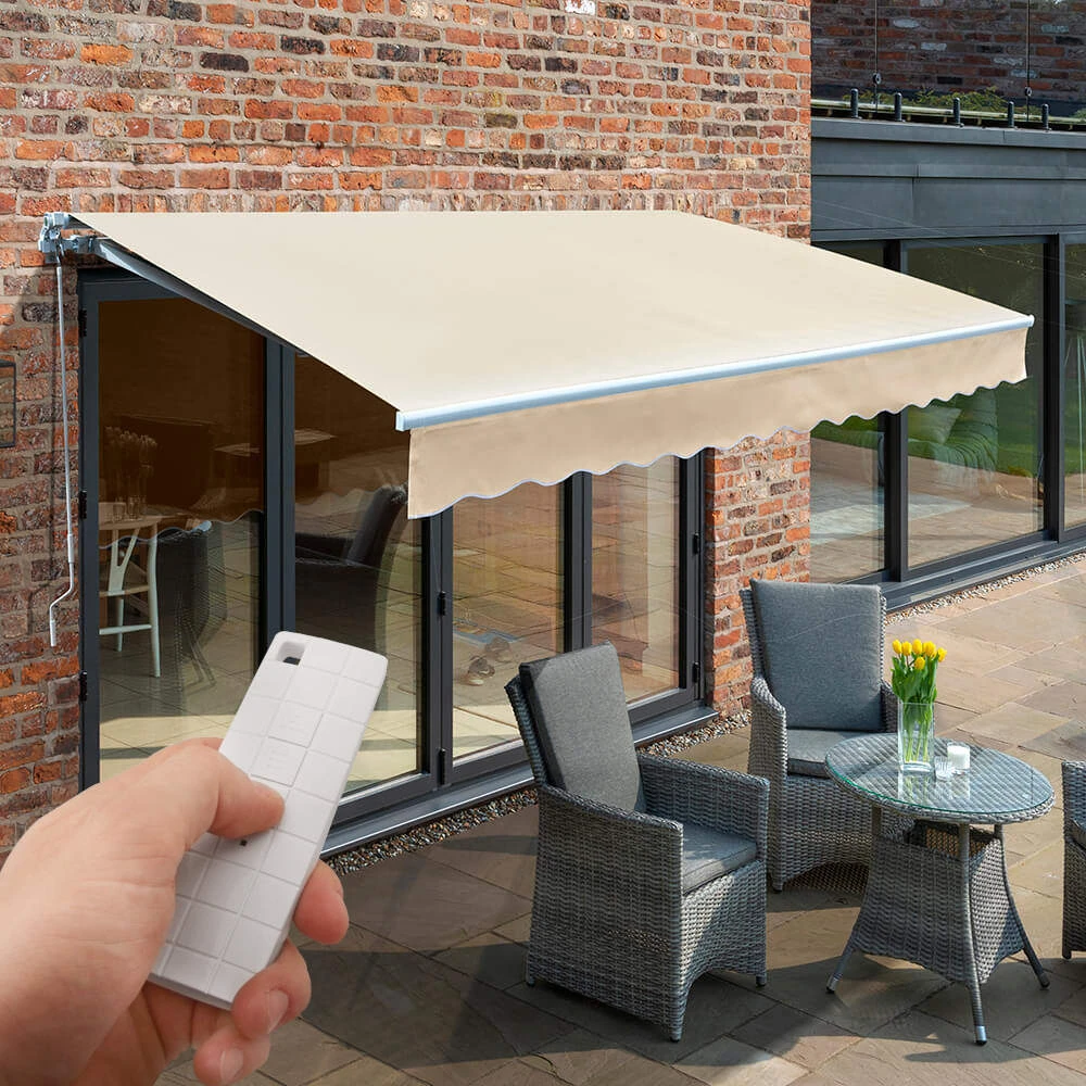 2.5m Budget Wireless Electric Awning, Ivory 1 2.5m Budget Wireless Electric Awning, Ivory