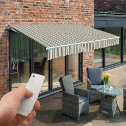 4m Budget Wireless Electric Awning, Multi Stripe