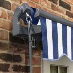 2.5m Standard Manual Blue And White Awning (Charcoal Cassette) 10 2.5m Standard Manual Blue And White Awning (Charcoal Cassette) -Primrose Awnings awn standard charcoal bluewhitestripe 2