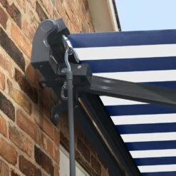 2.5m Standard Manual Blue And White Awning (Charcoal Cassette) 11 2.5m Standard Manual Blue And White Awning (Charcoal Cassette) -Primrose Awnings awn standard charcoal bluewhitestripe 3