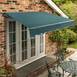 2.5m Standard Manual Plain Green Awning (Charcoal Cassette)