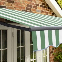 3m Standard Manual Green And White Awning (Charcoal Cassette) -Primrose Awnings awn standard charcoal greenwhitestripe 6 b6469d78 0750 42f7 9189 d16c452fddce