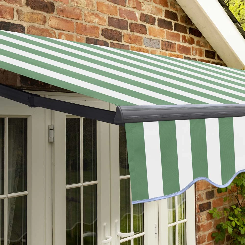 2.5m Standard Manual Green Stripe Awning (Charcoal Cassette) 6 2.5m Standard Manual Green Stripe Awning (Charcoal Cassette) - Image 6