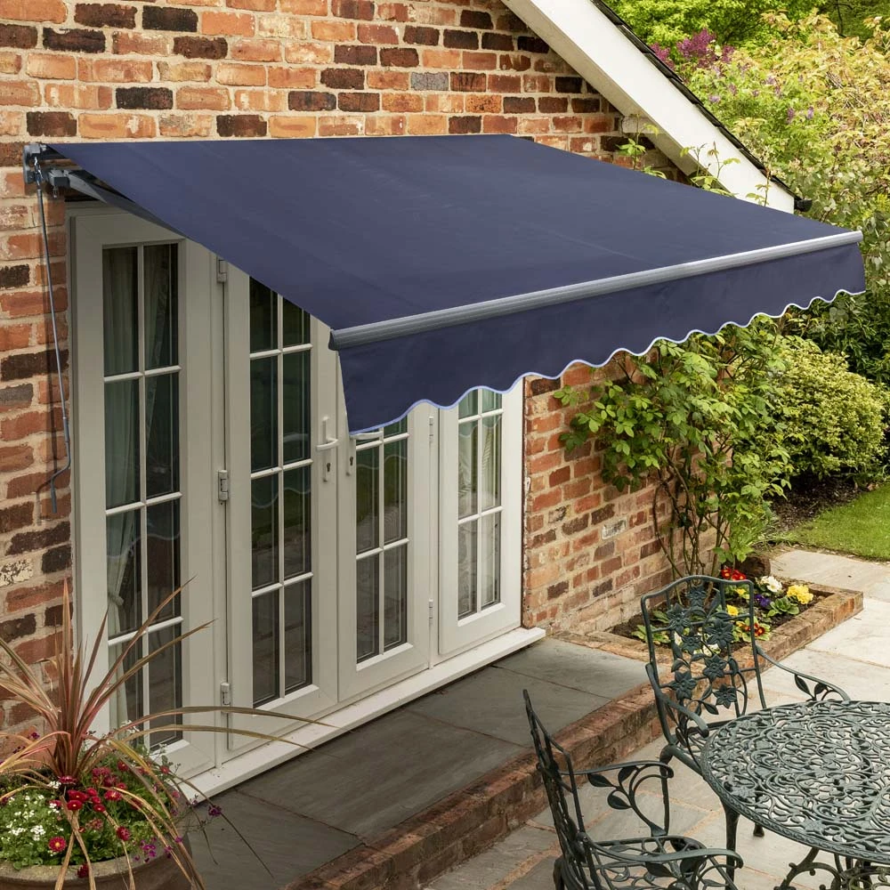 4m Standard Manual Plain Dark Blue Awning (Charcoal Cassette) 1 4m Standard Manual Plain Dark Blue Awning (Charcoal Cassette)