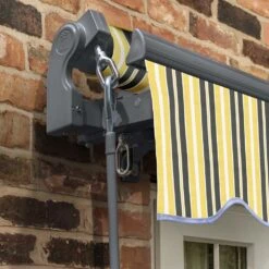 4m Standard Manual Yellow And Grey Awning (Charcoal Cassette) 10 4m Standard Manual Yellow And Grey Awning (Charcoal Cassette) -Primrose Awnings awn standard charcoal yellowgreystripe 2 22805441 d78a 44a9 ac4a fa3be0d1fa61