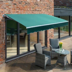 4.0m Budget Manual Awning, Plain Green